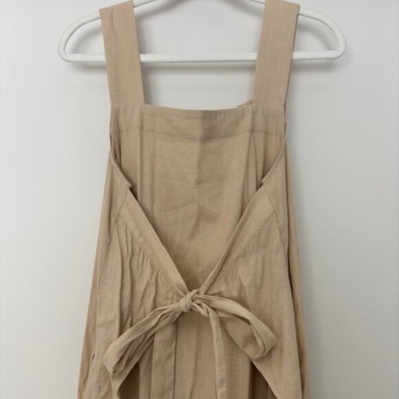 Cuyana Linen Tie Dress with Two Side Slits with Pockets Size Medium TAN COLOR - Picture 6 of 10
